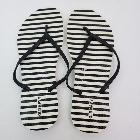 Old Navy Womens Size 8 Blue White Striped Slip On Thong Flip Flop Sandals - Picture 2 of 5